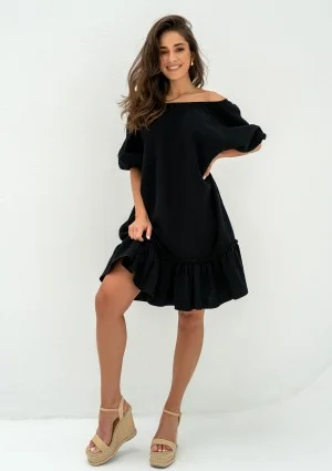 Brienne - Black muslin mini dress