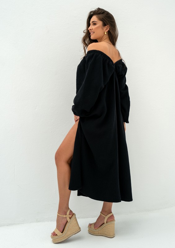 Axelia - Sukienka z dekoltem V Czarna