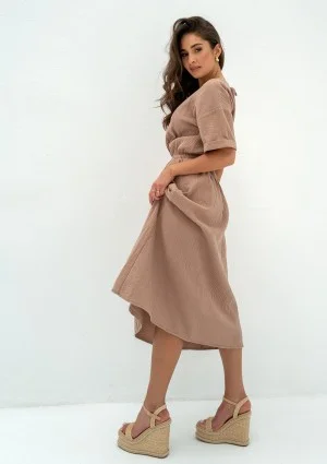 Greta - Beige muslin midi dress