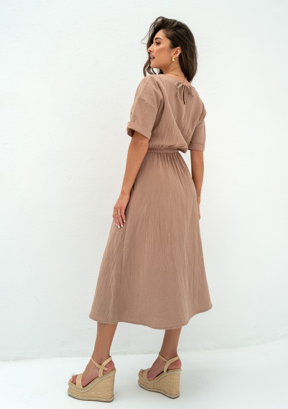 Greta - Beige muslin midi dress