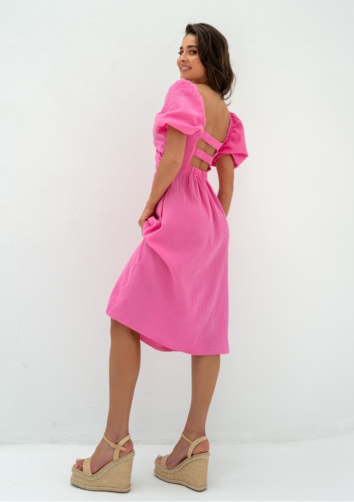 Rosina - Summer pink muslin midi dress