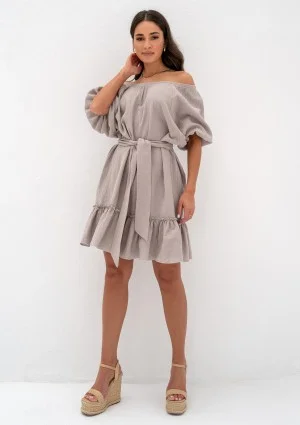 Brienne - Taupe muslin mini dress