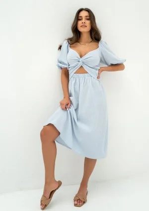 Rosina - Summer light blue muslin midi dress