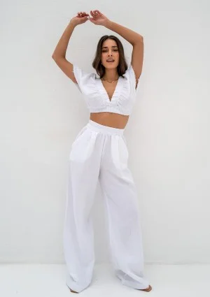 Path - White muslin crop top