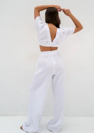 Path - White muslin crop top