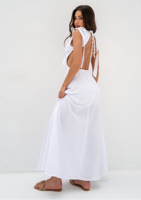 Eleni - White muslin maxi dress