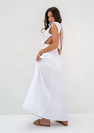 Eleni - White muslin maxi dress