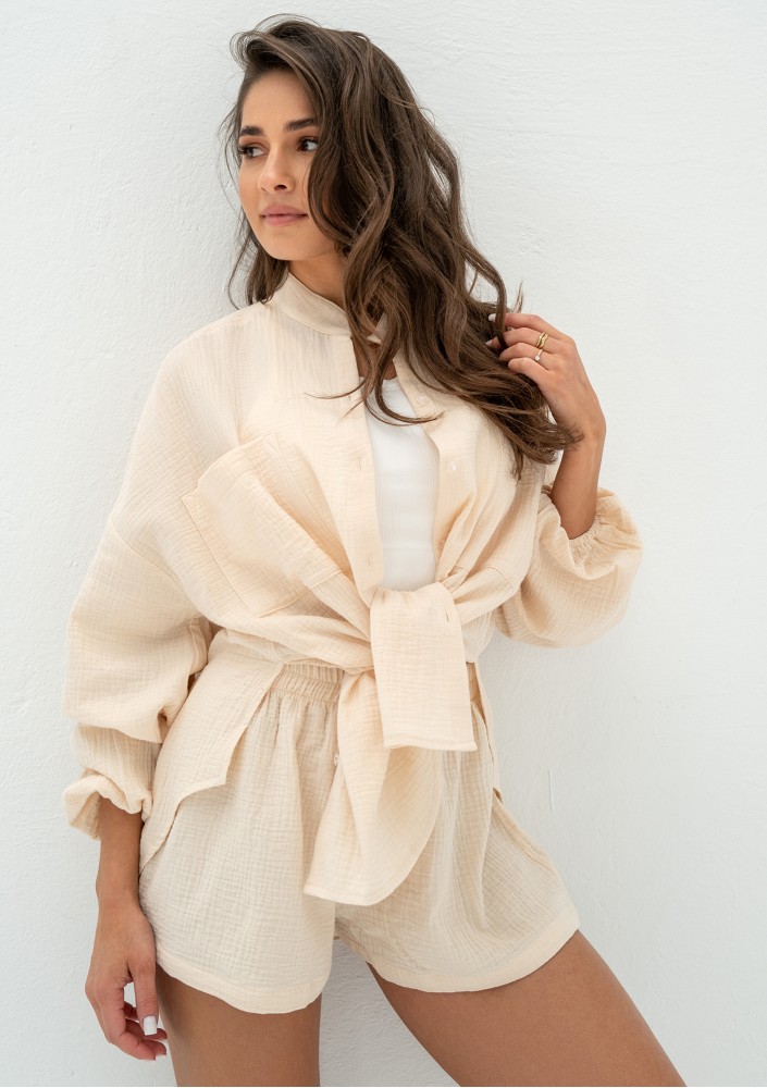 Palma - Creamy muslin shorts