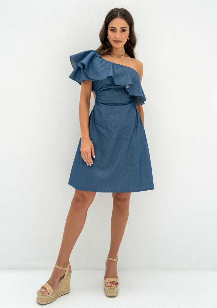 Lyssa - Sukienka mini z falbanką Dark Jeans