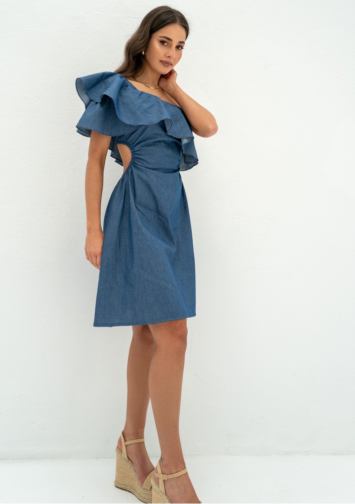 Lyssa - Sukienka mini z falbanką Dark Jeans