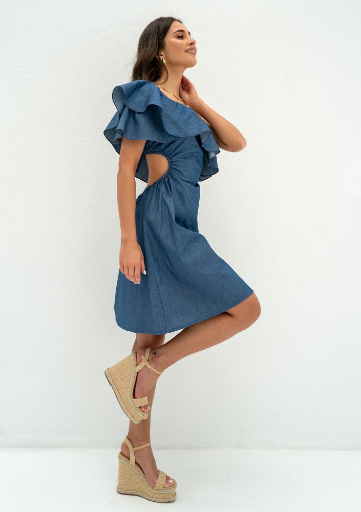 Lyssa - Sukienka mini z falbanką Dark Jeans