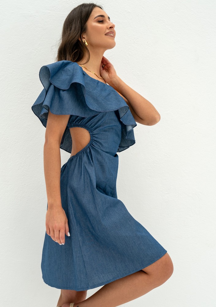 Lyssa - Sukienka mini z falbanką Dark Jeans