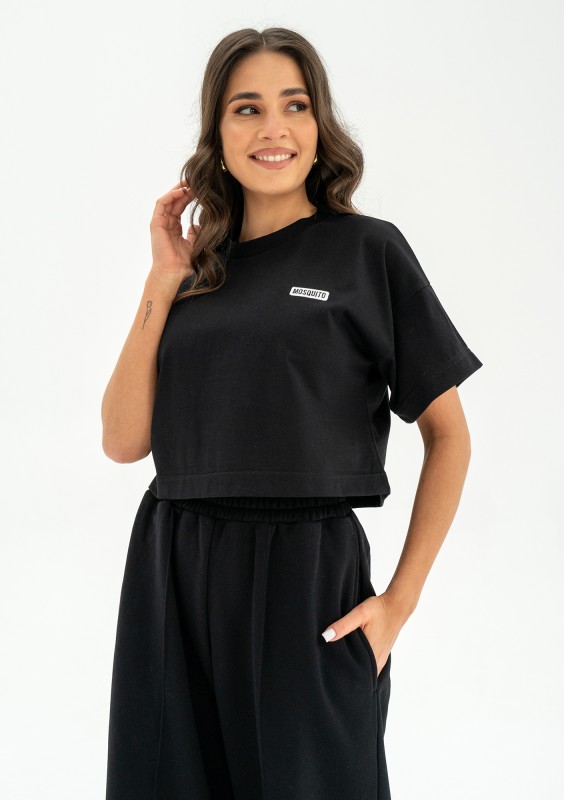 Way - Black crop top with a logo