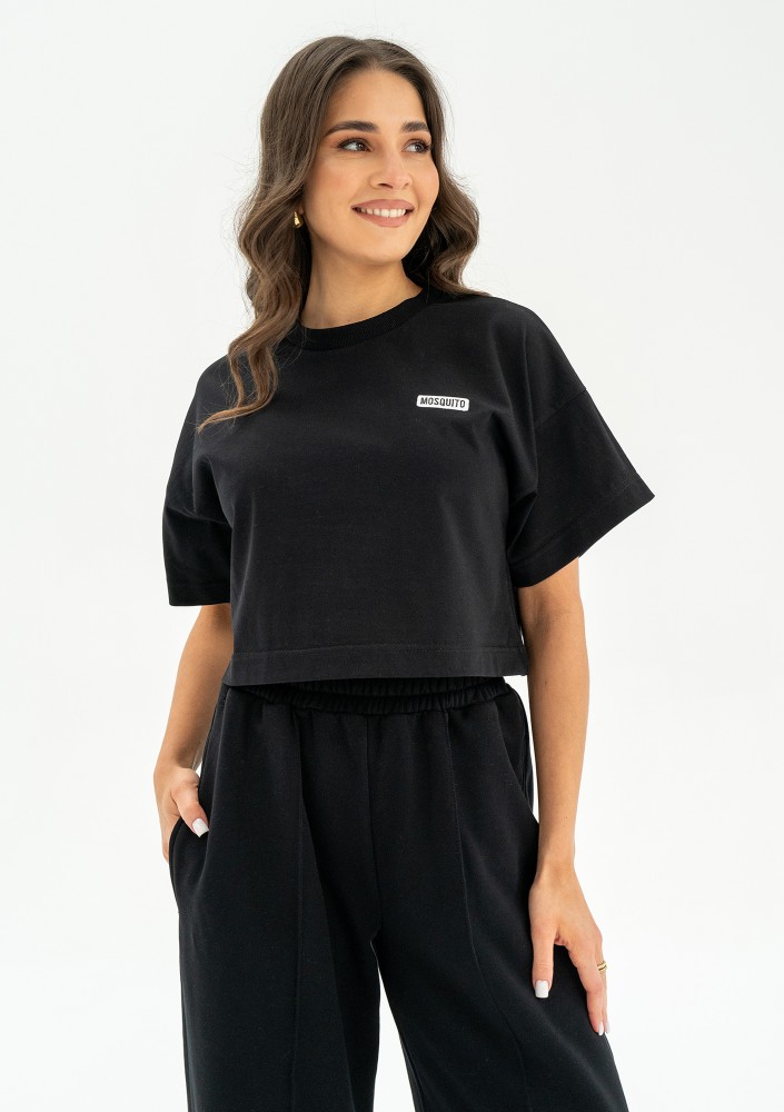 Way - Black crop top with a logo