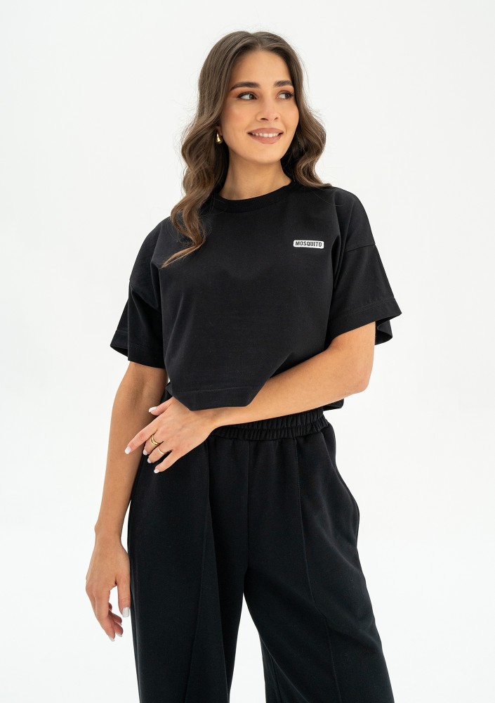 Way - Black crop top with a logo