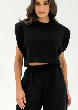 Sumi - Top with shoulder pads Black