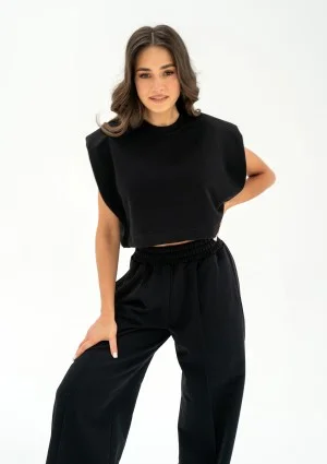 Sumi - Top with shoulder pads Black