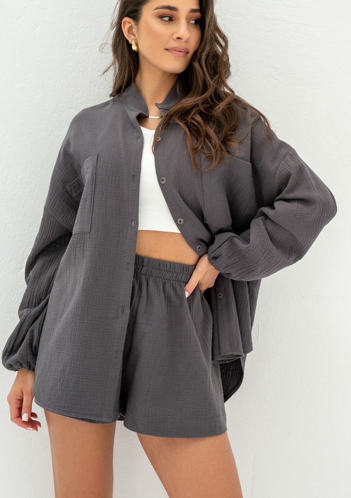 Palma - Graphite muslin shorts