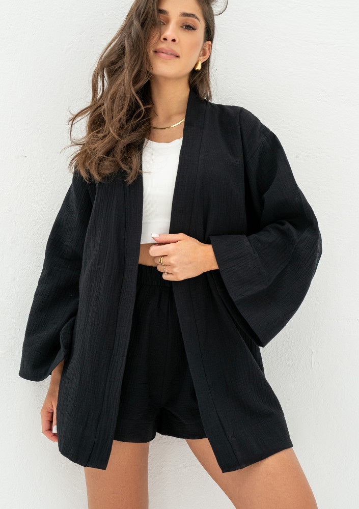 Pavla - Szorty z muślinu Czarne