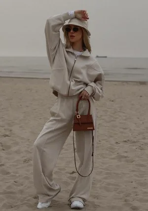 Based - Rozpinana bluza oversize ze stójką Coconut