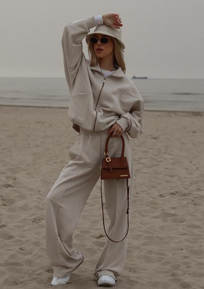 Based - Rozpinana bluza oversize ze stójką Coconut