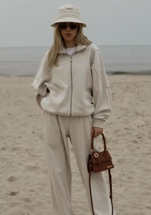 Based - Rozpinana bluza oversize ze stójką Coconut