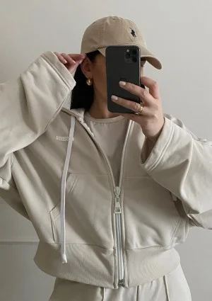 Bane - Rozpinana bluza oversize z kapturem Coconut