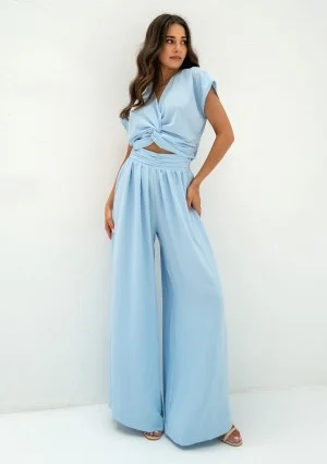 Musso - Light blue draped top