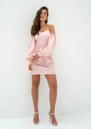 Sonia - Powder pink striped mini dress