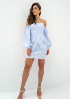 Sonia - Sukienka mini w prążki Błękitna