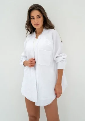 Kenza - White muslin oversize shirt