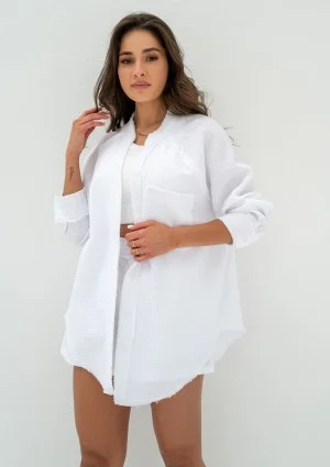 Kenza - White muslin oversize shirt