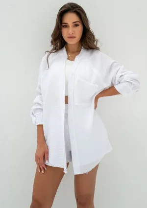 Kenza - White muslin oversize shirt