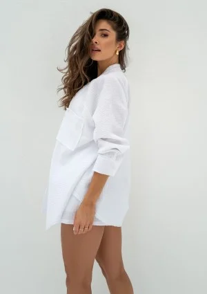 Kenza - White muslin oversize shirt