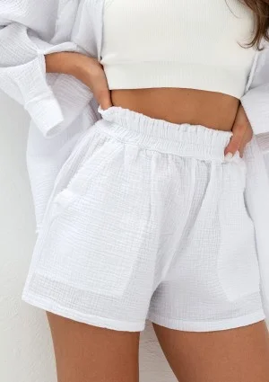 Kenza - White muslin shorts