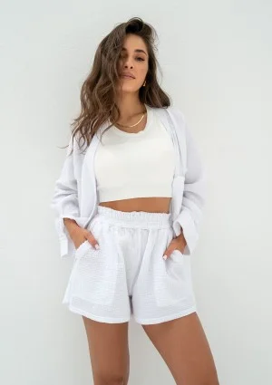 Kenza - White muslin shorts