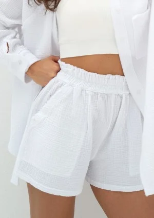 Kenza - White muslin shorts