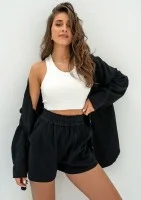 Kenza - Black muslin shorts