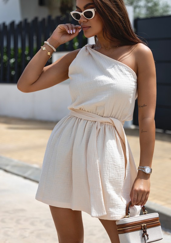 Kori - Creamy mini muslin dress