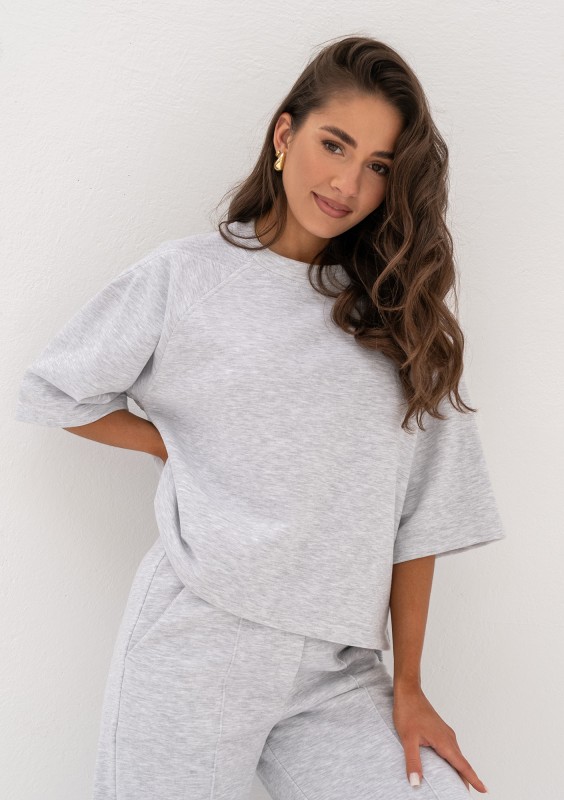 Melgo - Bluza dzianinowa  z krótkim rękawem Light Melange