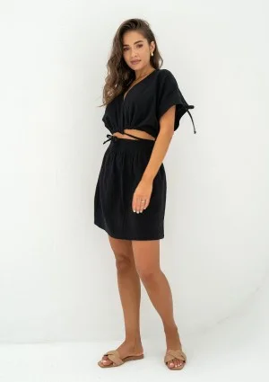 Ari - Black muslin mini skirt