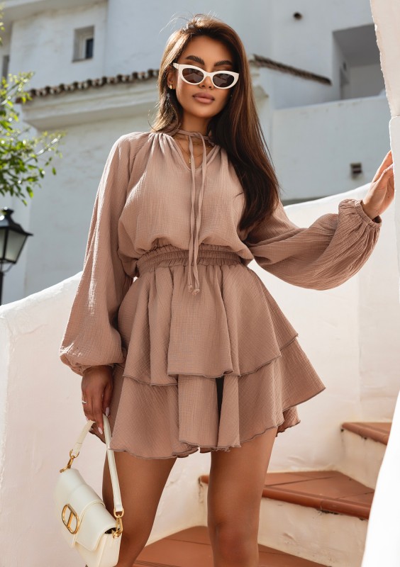 Maribell - Koszula boho z muślinu Beżowa