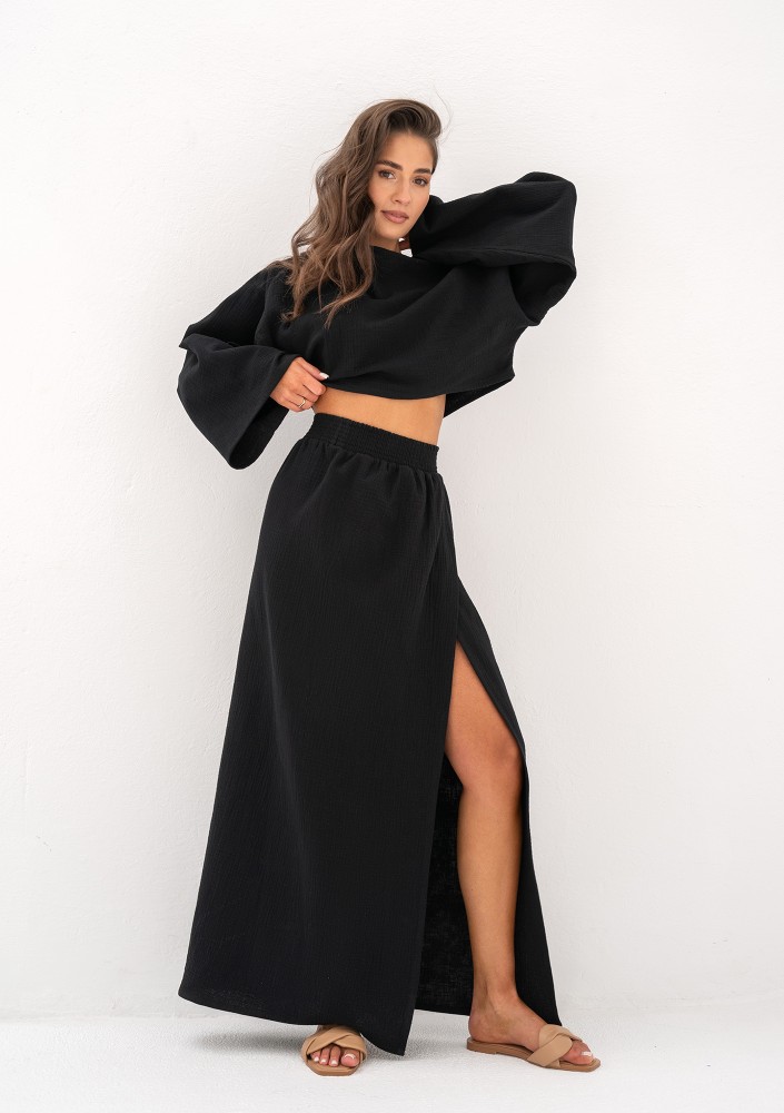 Terea - Top z muślinu Czarny