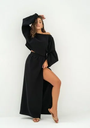 Terea - Black muslin maxi skirt