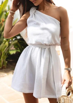 Kori - White mini muslin dress