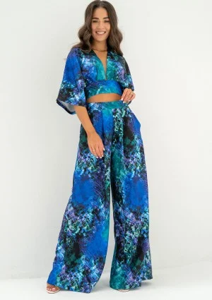 Pallazo - Summer loose blue printed pants