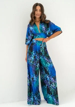 Pallazo - Summer loose blue printed pants