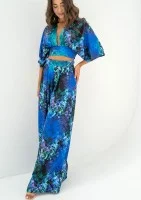 Pallazo - Summer loose blue printed pants