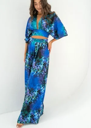 Pallazo - Summer blue printed top