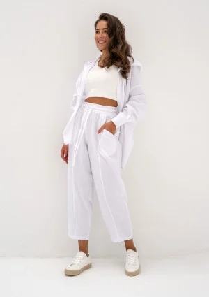 - White muslin oversize hoodie